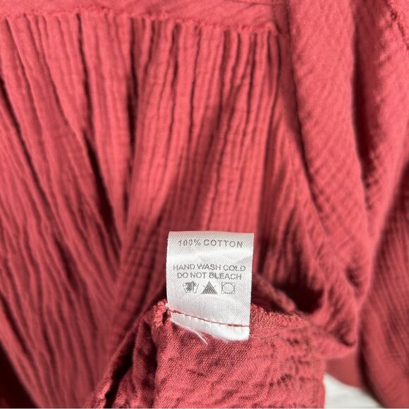 The Impeccable Pig Crinkle Cotton Babydoll Rust Bohemian Oversized Top M - Picture 12 of 12